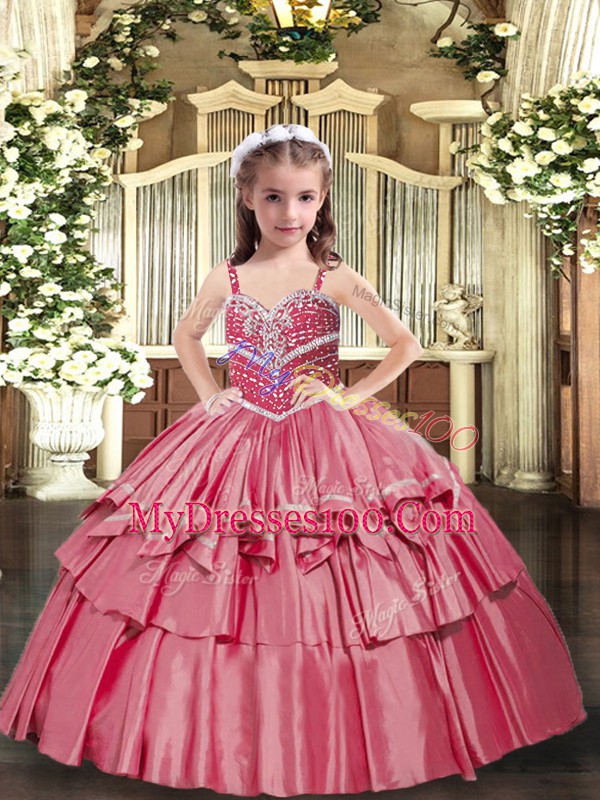 Sleeveless Beading Lace Up Pageant Gowns For Girls