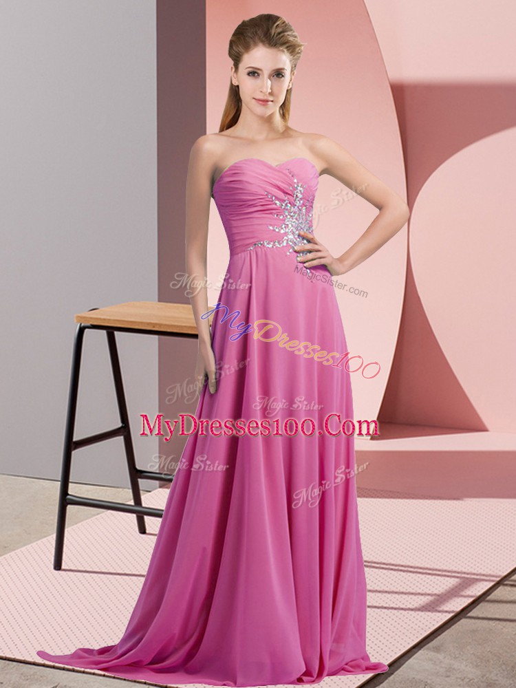 New Arrival Lilac Empire Sweetheart Sleeveless Chiffon Lace Up Beading Homecoming Dress