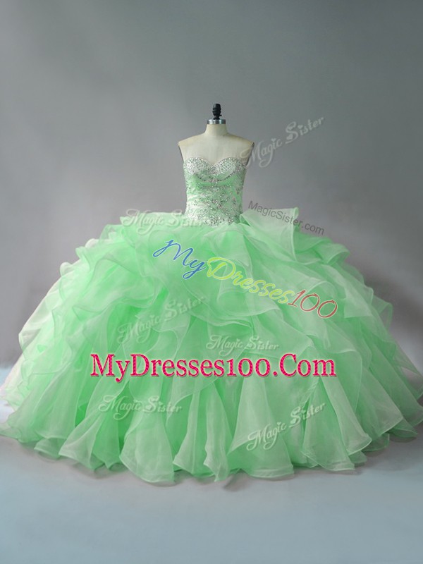 Sleeveless Lace Up Beading and Ruffles Vestidos de Quinceanera