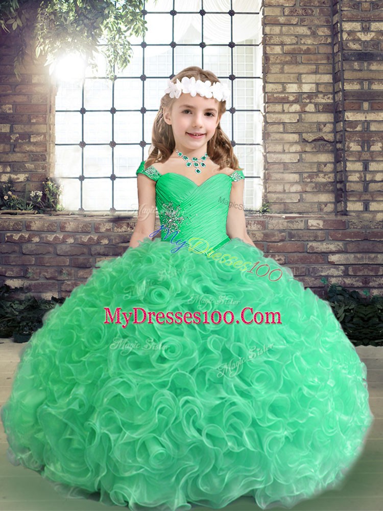 Affordable Sleeveless Beading Lace Up Kids Pageant Dress