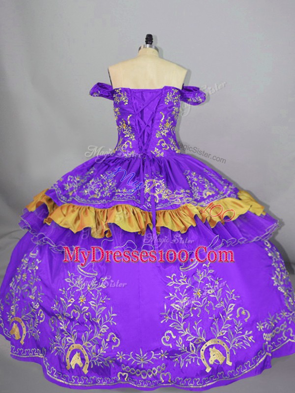 Modest Satin Sleeveless Quince Ball Gowns and Embroidery