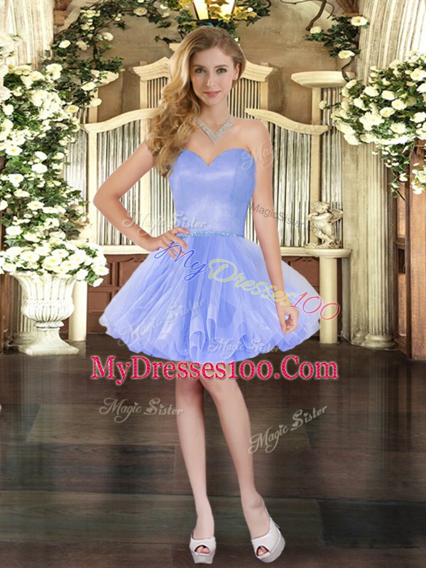 Sweetheart Sleeveless Tulle Beading Lace Up
