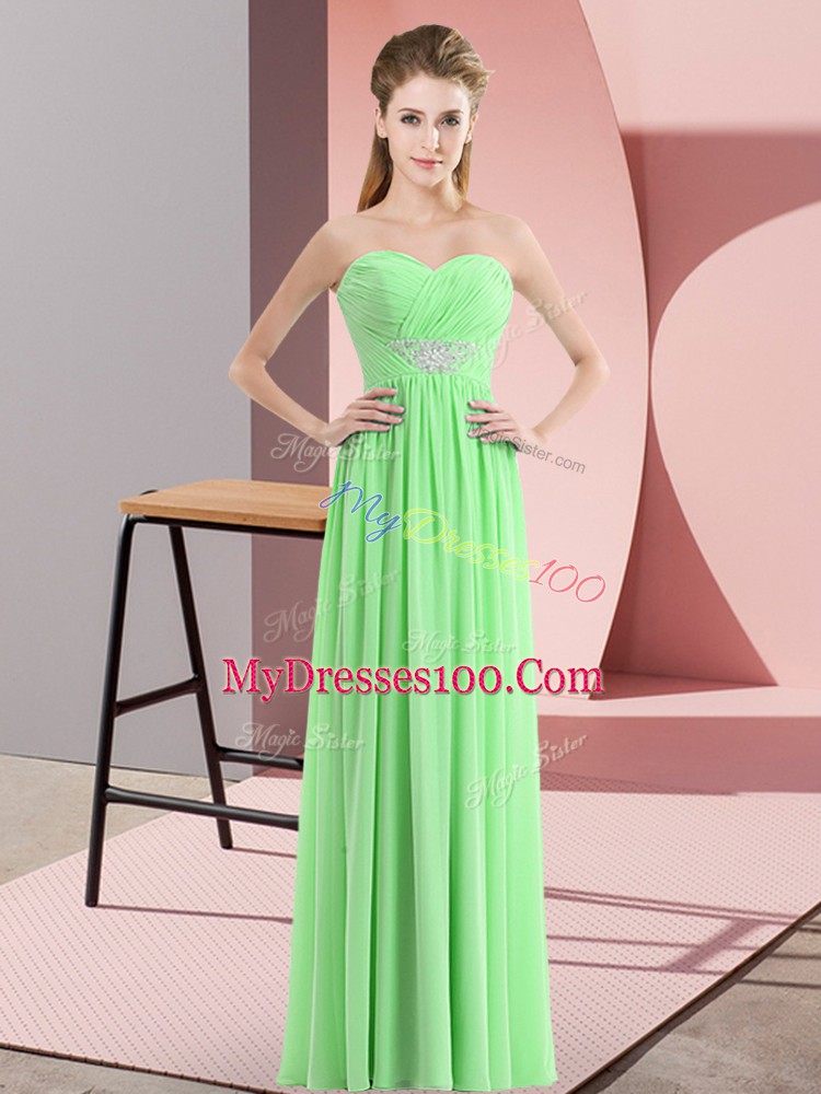 Designer Floor Length Zipper Prom Dresses for Prom and Party with Beading