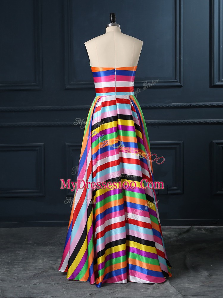 Elegant Strapless Sleeveless Printed Dress for Prom Ruching Zipper