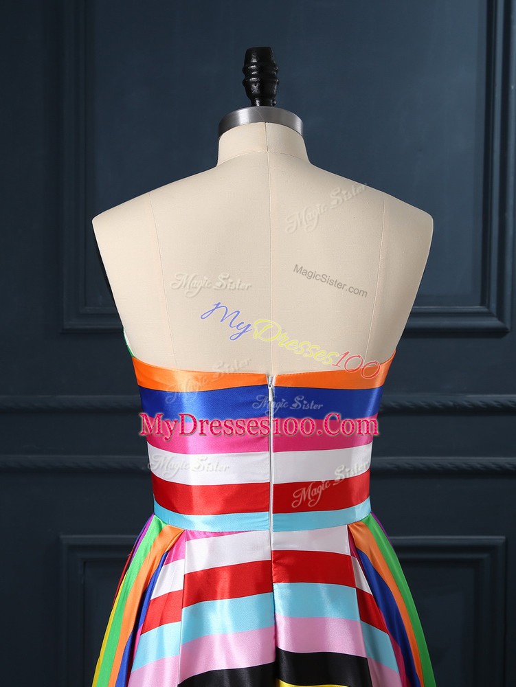 Elegant Strapless Sleeveless Printed Dress for Prom Ruching Zipper
