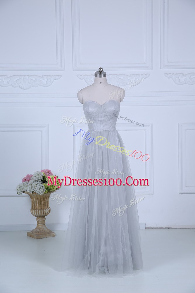 Most Popular Sleeveless Zipper Floor Length Ruching Wedding Party Dress