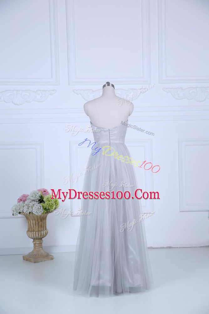 Most Popular Sleeveless Zipper Floor Length Ruching Wedding Party Dress