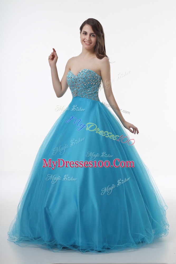 Baby Blue Quinceanera Gowns Sweet 16 and Quinceanera with Beading Sweetheart Sleeveless Lace Up