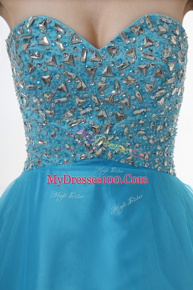 Baby Blue Quinceanera Gowns Sweet 16 and Quinceanera with Beading Sweetheart Sleeveless Lace Up
