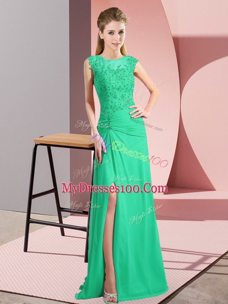 Great Scoop Sleeveless Zipper Turquoise Chiffon