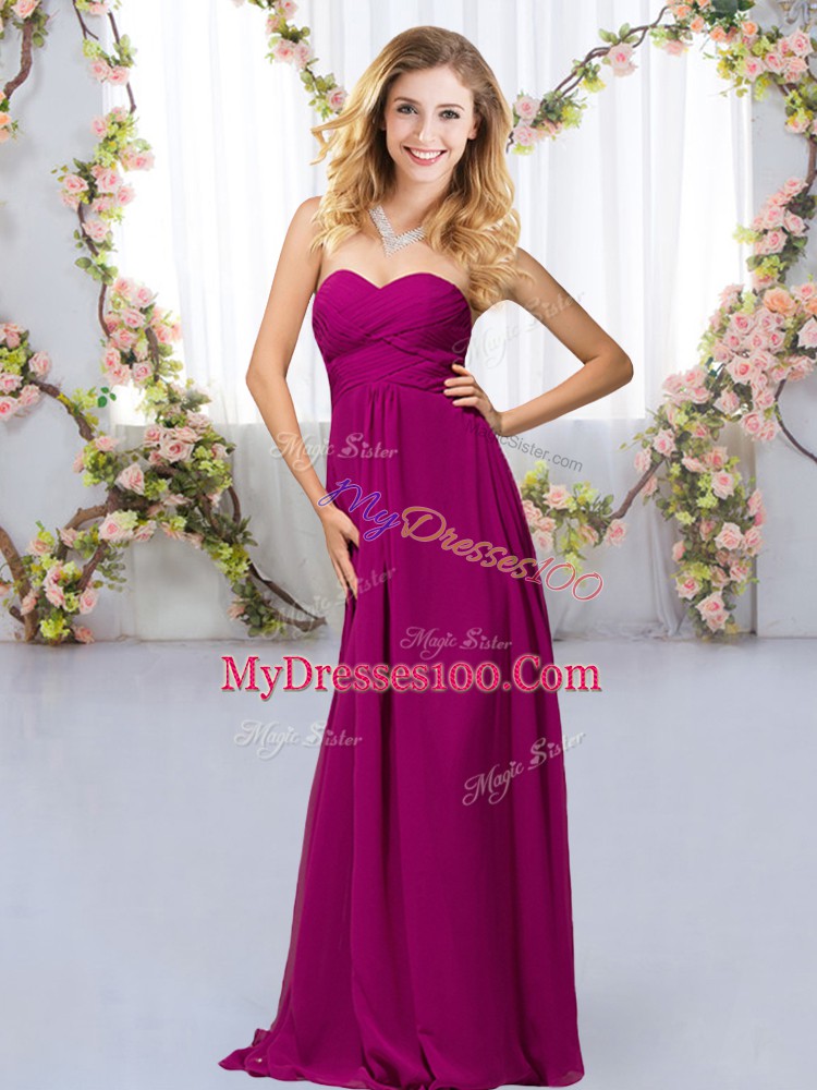 Sweetheart Sleeveless Chiffon Bridesmaids Dress Beading Criss Cross