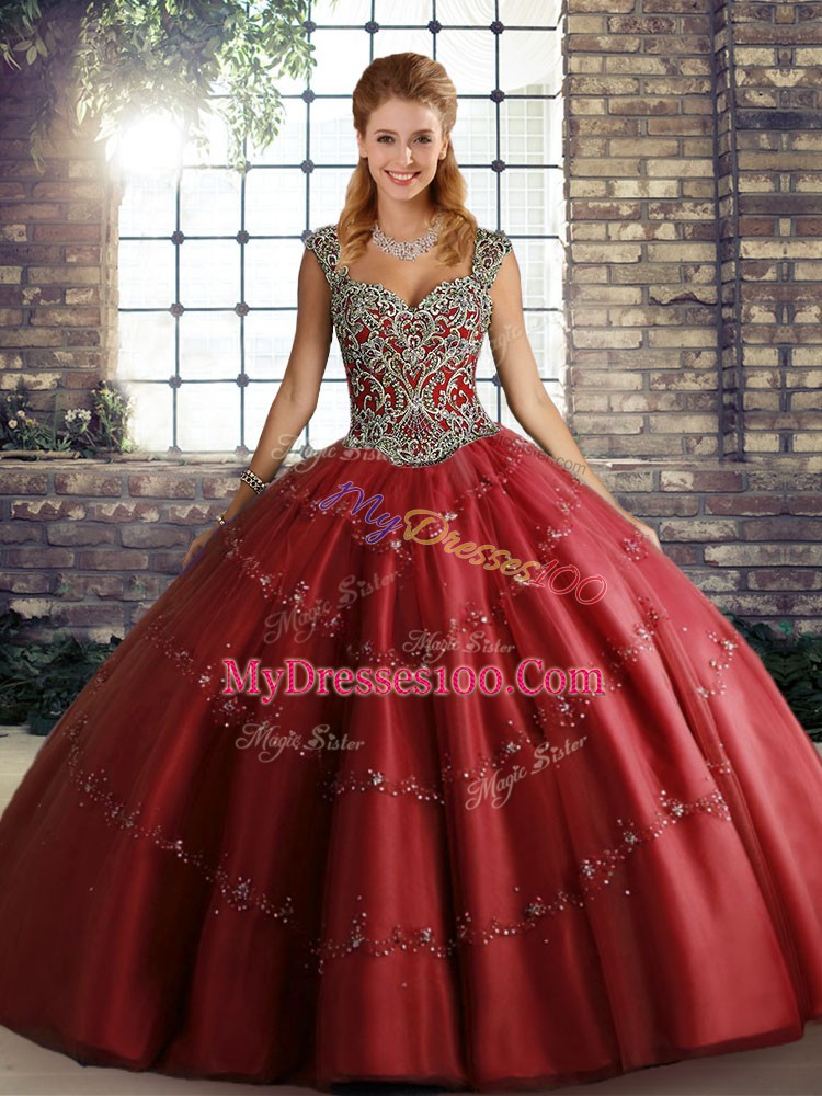 Sleeveless Lace Up Floor Length Beading and Appliques Quinceanera Gown