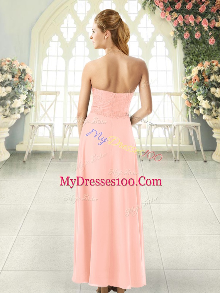 Peach Sweetheart Neckline Lace Dress for Prom Sleeveless Zipper