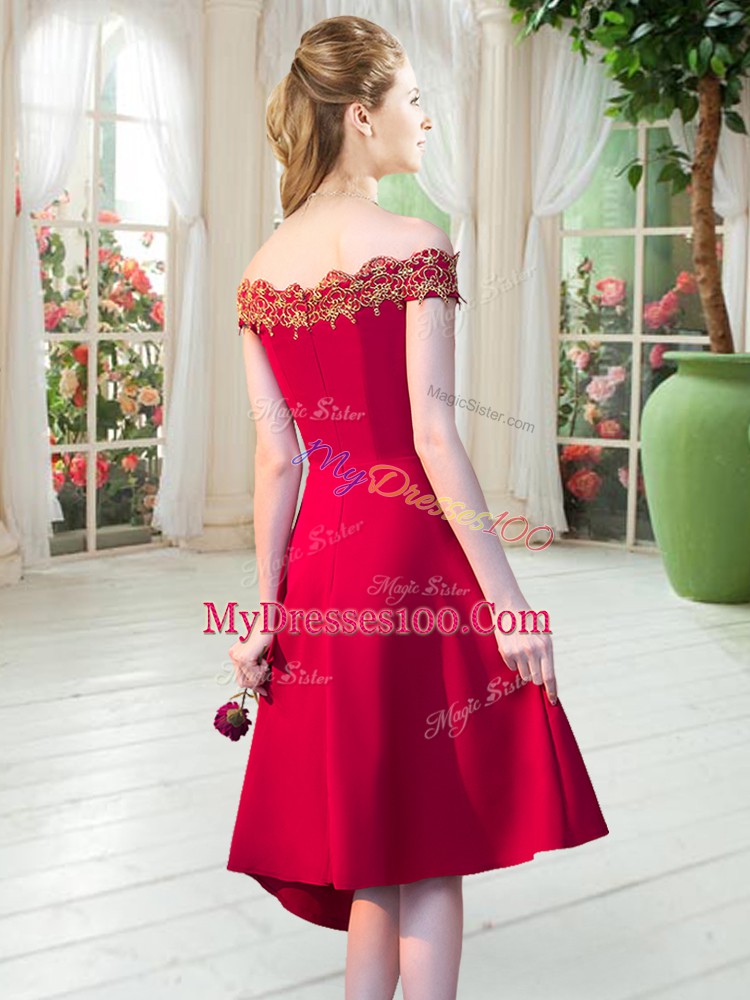 Noble Sleeveless Asymmetrical Appliques Zipper Prom Dresses with Purple