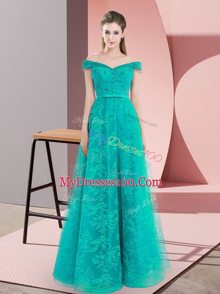 Glorious Off The Shoulder Sleeveless Evening Wear Beading and Lace Lace Up