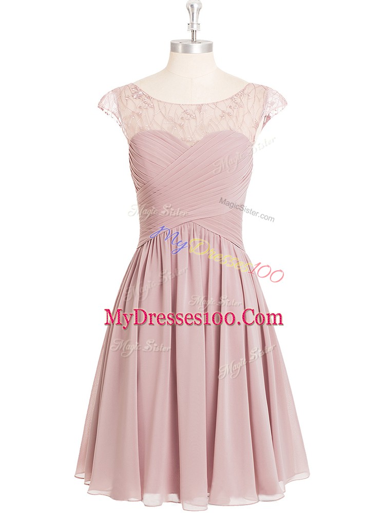 Vintage Scoop Cap Sleeves Chiffon Prom Evening Gown Lace