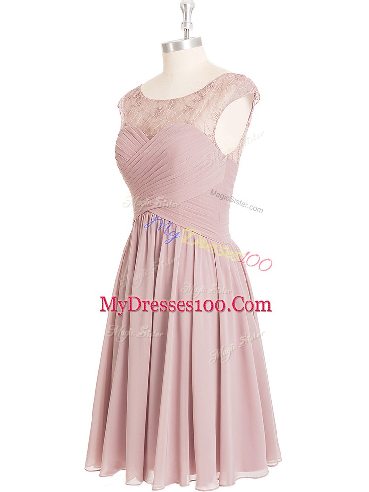 Vintage Scoop Cap Sleeves Chiffon Prom Evening Gown Lace