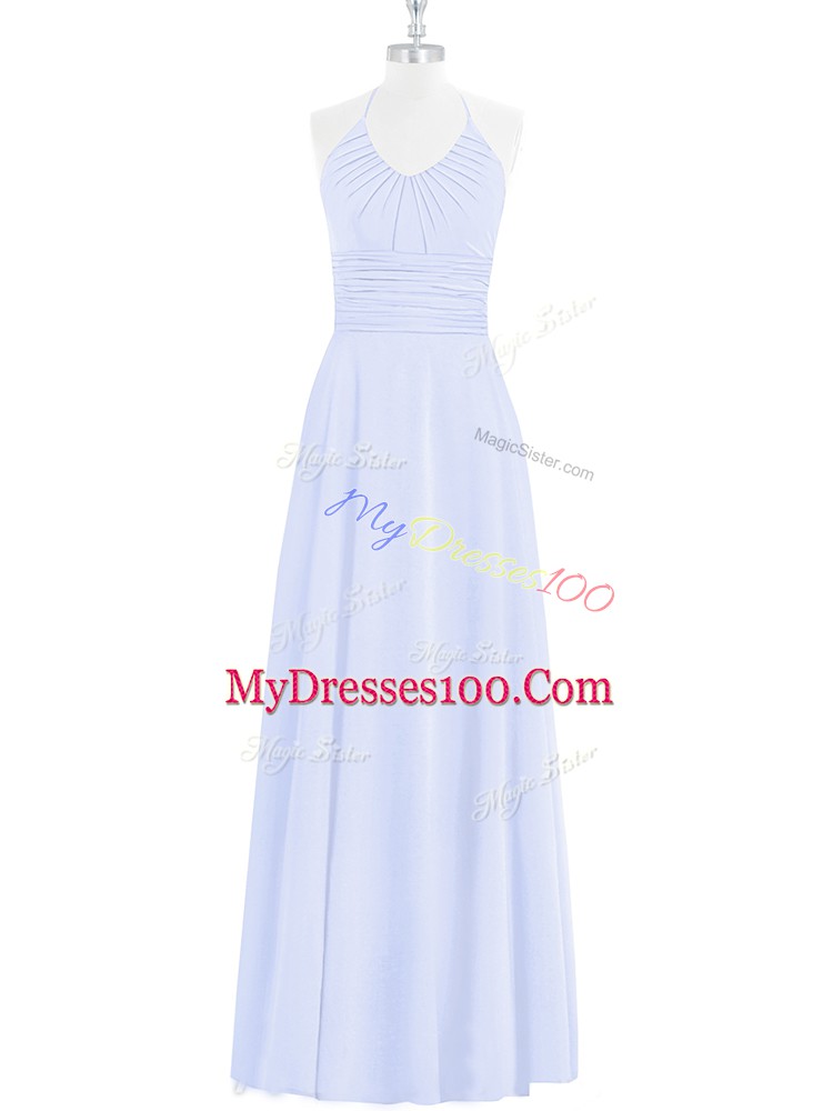 Excellent Ruching Baby Blue Zipper Sleeveless Floor Length