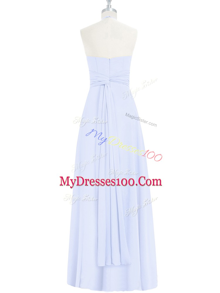 Excellent Ruching Baby Blue Zipper Sleeveless Floor Length