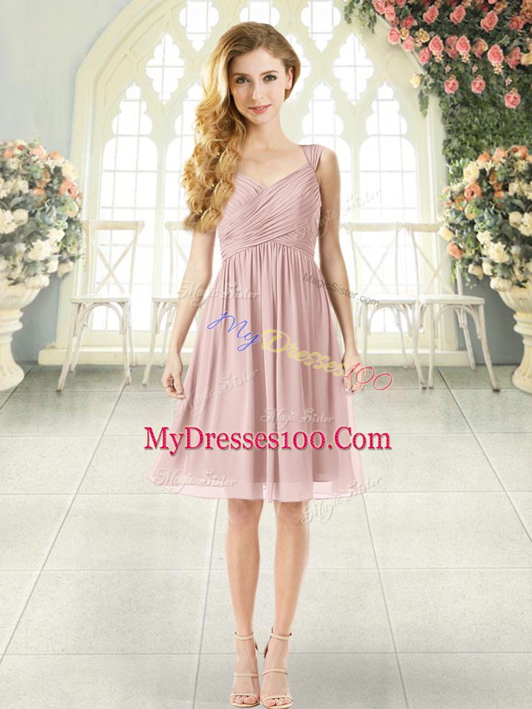 Sleeveless Ruching Lace Up Formal Evening Gowns