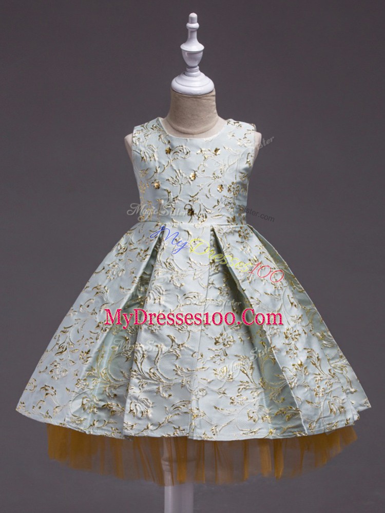 Mini Length Toddler Flower Girl Dress Apple Green for Wedding Party with Embroidery