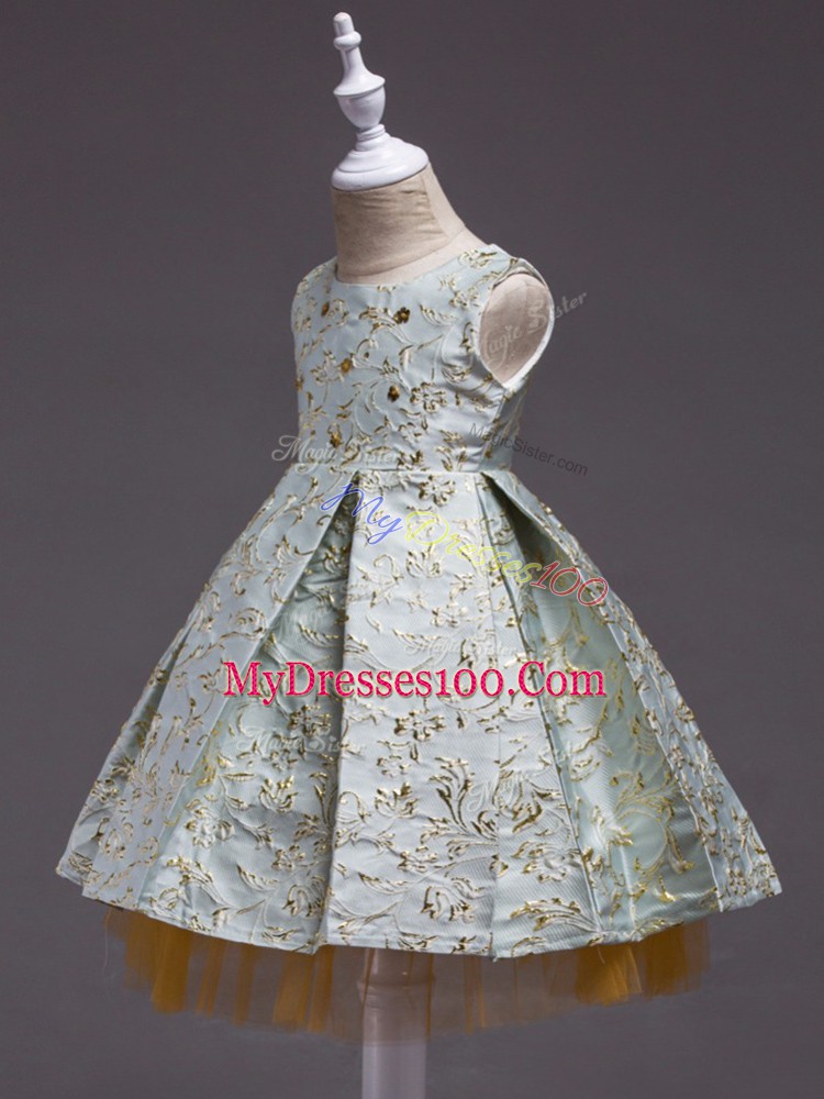 Mini Length Toddler Flower Girl Dress Apple Green for Wedding Party with Embroidery