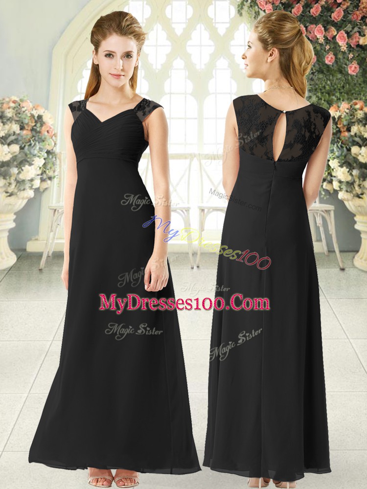 Chiffon Sleeveless Ankle Length Prom Dress and Lace