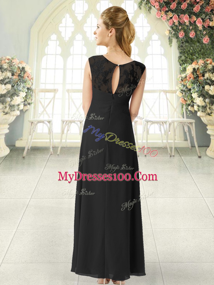 Chiffon Sleeveless Ankle Length Prom Dress and Lace