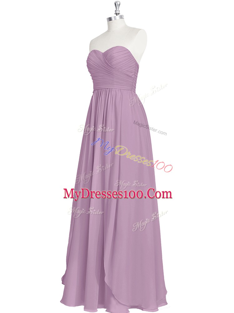 Custom Design Sweetheart Sleeveless Chiffon Prom Dresses Ruching Zipper
