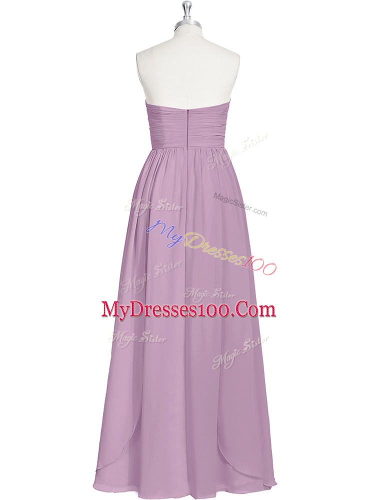 Custom Design Sweetheart Sleeveless Chiffon Prom Dresses Ruching Zipper
