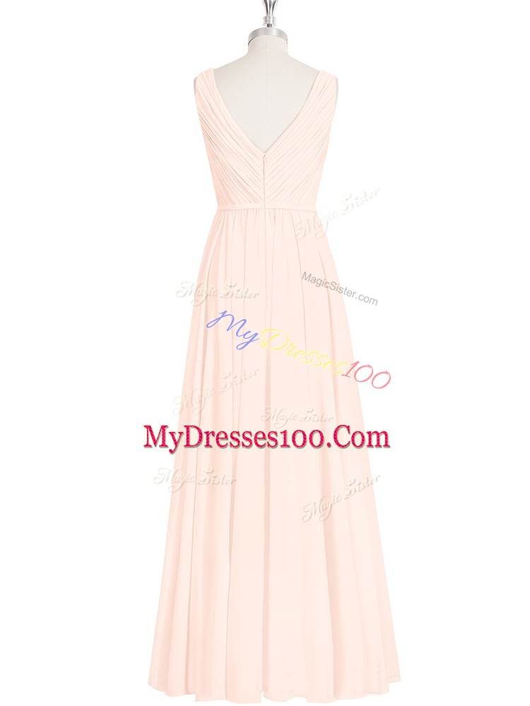 Noble V-neck Sleeveless Chiffon Prom Dress Lace Zipper
