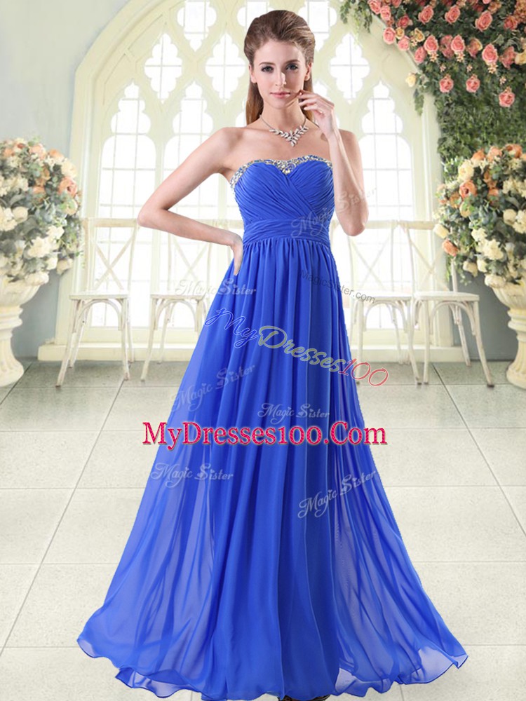Royal Blue Sleeveless Chiffon Zipper for Prom and Party