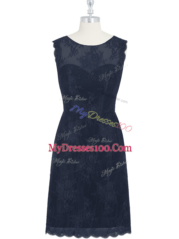 Black Sleeveless Lace Knee Length Formal Dresses