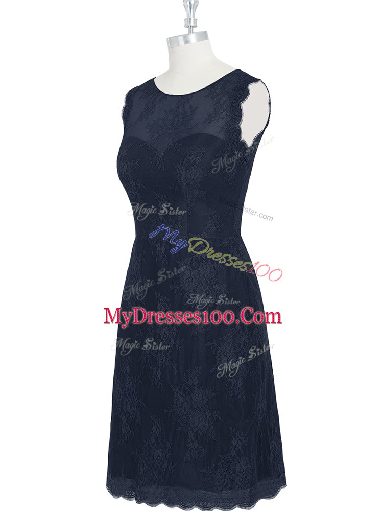 Black Sleeveless Lace Knee Length Formal Dresses