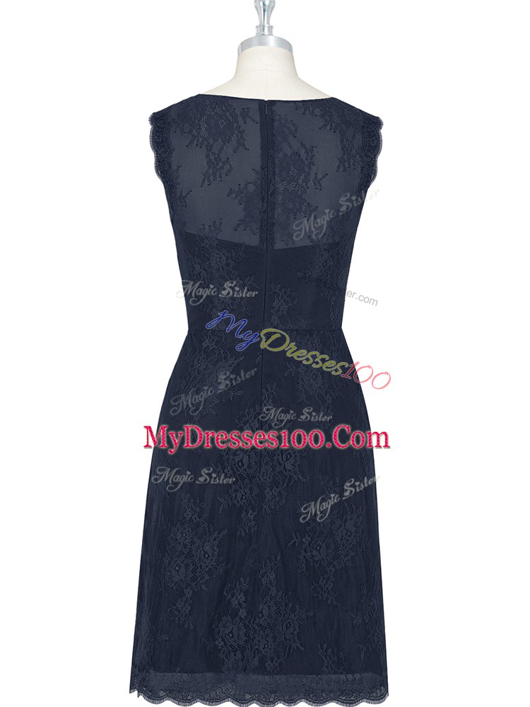 Black Sleeveless Lace Knee Length Formal Dresses