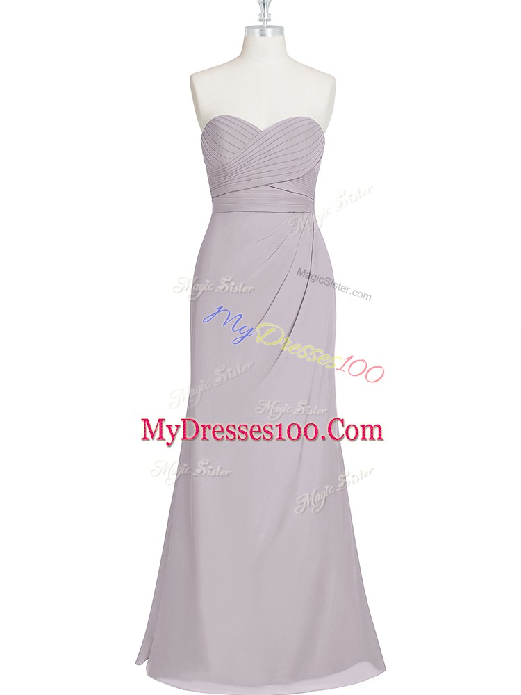 Floor Length Grey Dress for Prom Sweetheart Sleeveless Lace Up