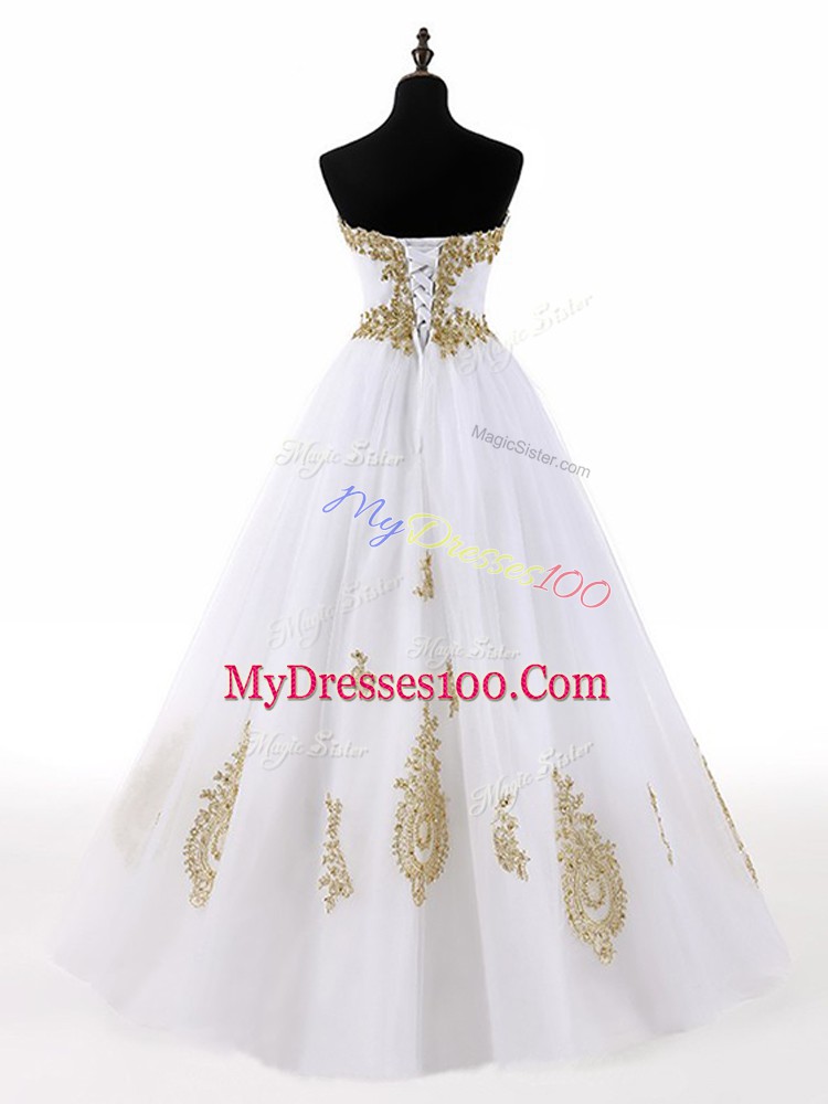 Pretty Beading and Appliques Quinceanera Gowns White Lace Up Sleeveless Floor Length