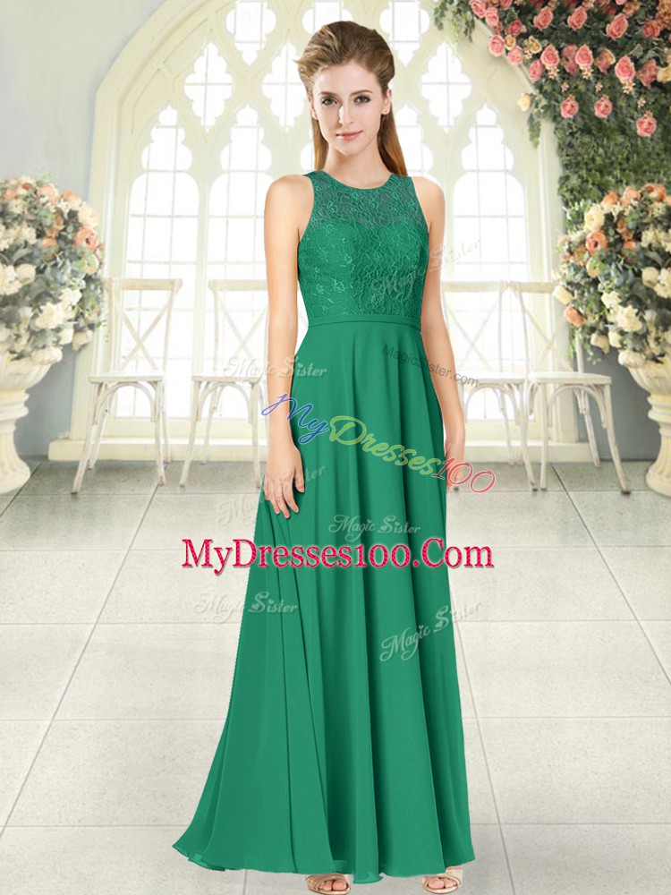 Lovely Green Dress for Prom Prom and Party with Lace Scoop Sleeveless Backless