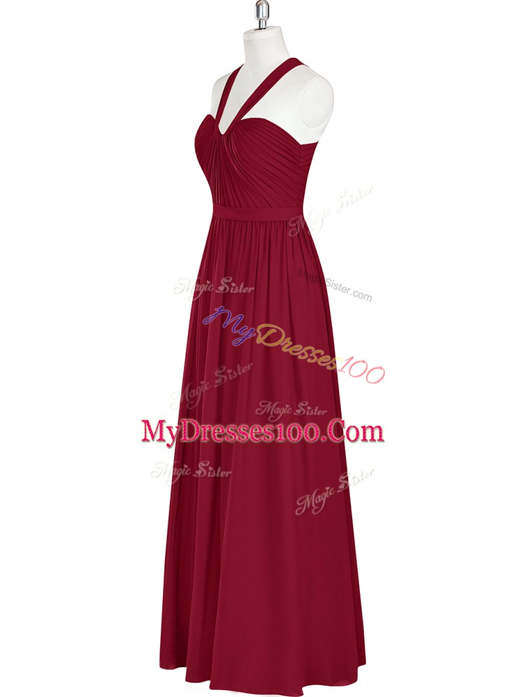 Latest Floor Length Empire Sleeveless Burgundy Zipper