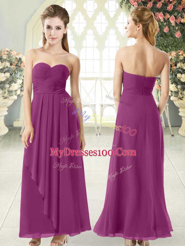 Fashion Sweetheart Sleeveless Zipper Purple Chiffon