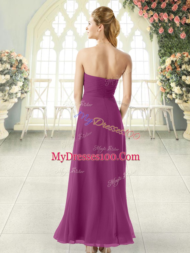 Fashion Sweetheart Sleeveless Zipper Purple Chiffon