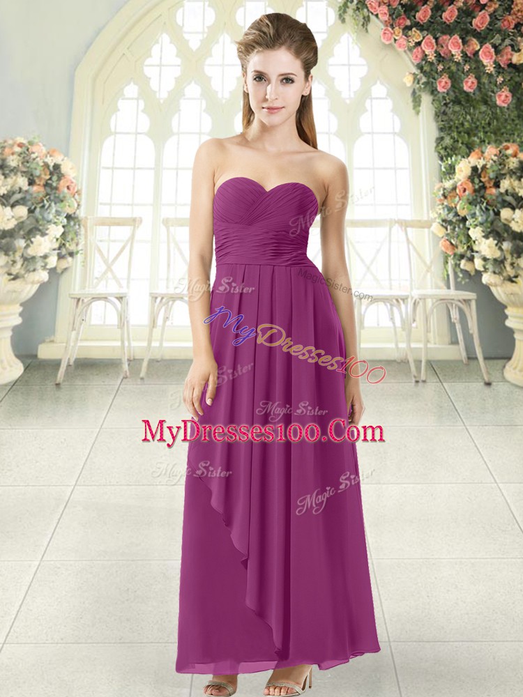 Fashion Sweetheart Sleeveless Zipper Purple Chiffon