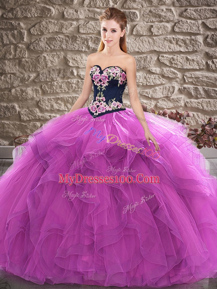 Sleeveless Beading and Embroidery Lace Up Quinceanera Gowns