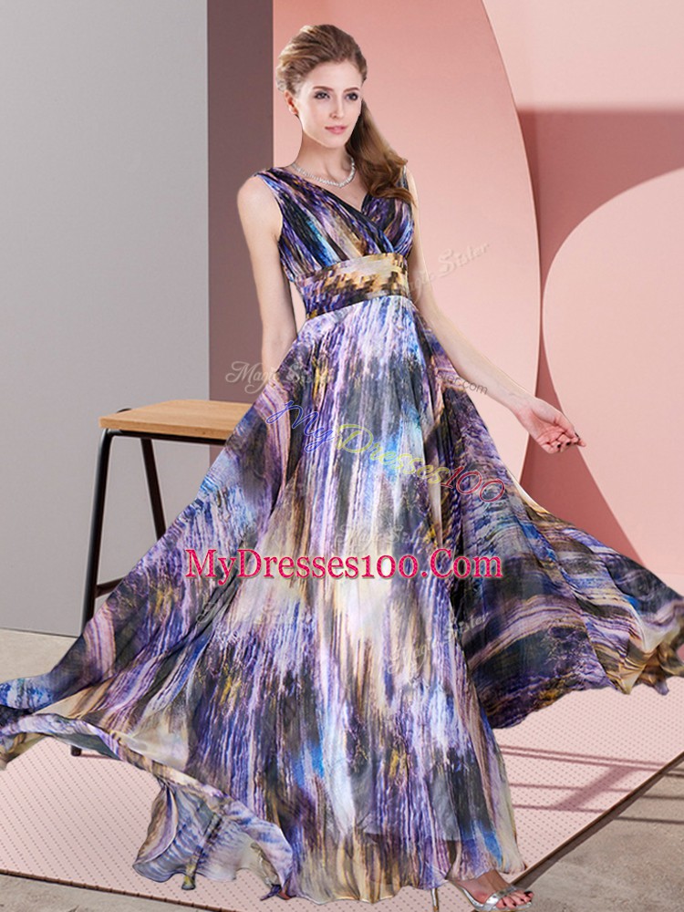 Sleeveless Pattern Lace Up Prom Dress