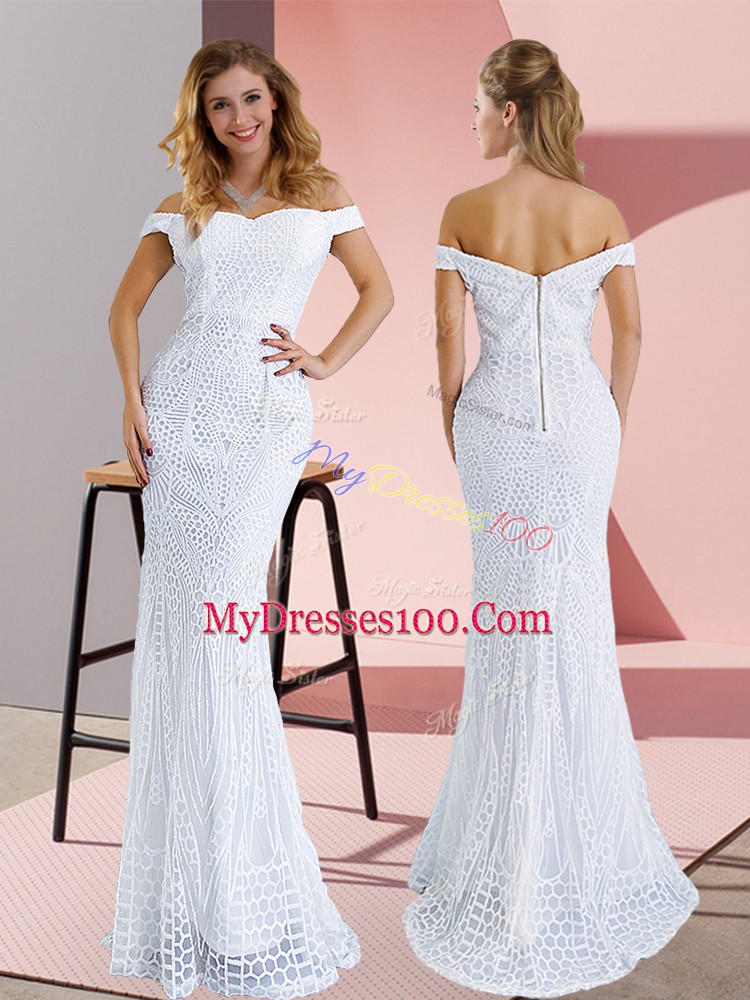 Shining Sleeveless Sweep Train Zipper Ruching Prom Dress