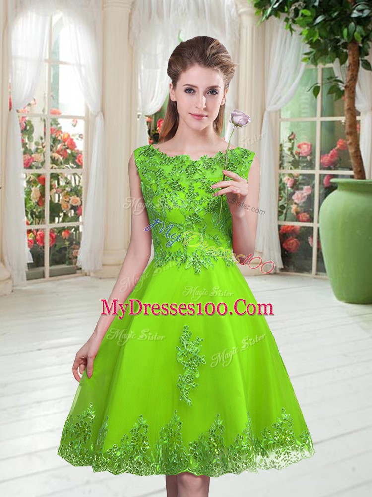 Hot Sale Sleeveless Beading and Appliques Lace Up Evening Dresses