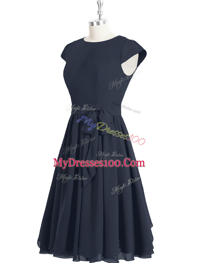 Glittering Knee Length Zipper Prom Party Dress Black for Prom and Party and Military Ball with Ruching