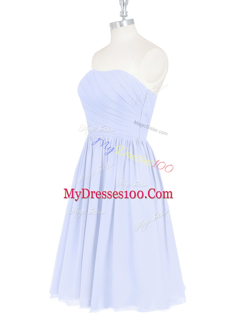 Smart Light Blue Prom and Party and Military Ball with Ruching and Pleated Strapless Sleeveless Side Zipper