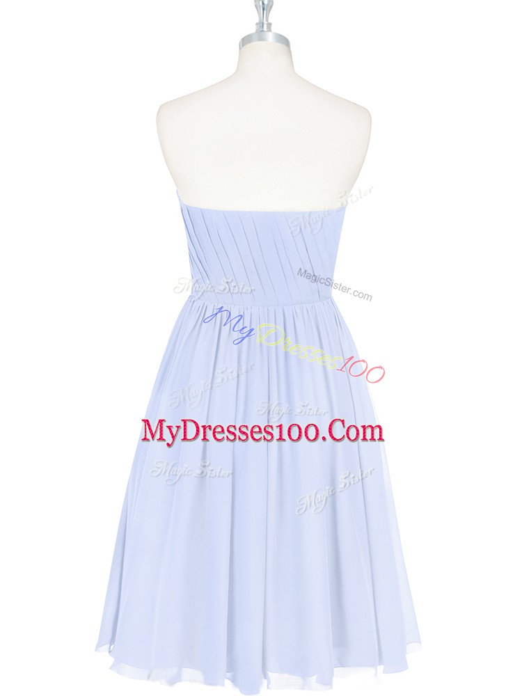 Smart Light Blue Prom and Party and Military Ball with Ruching and Pleated Strapless Sleeveless Side Zipper