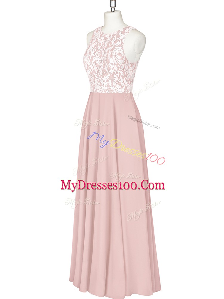 High Class Pink Sleeveless Chiffon Zipper Prom Dresses for Prom and Party